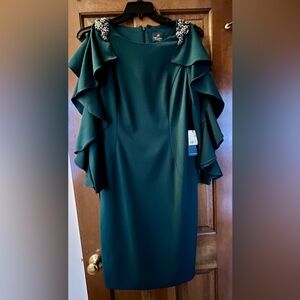 Adrianna Papell Emerald Ruffle Dress